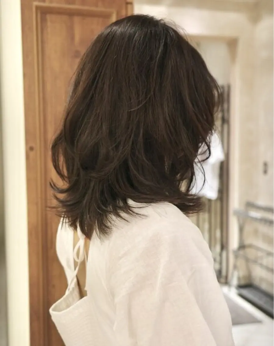ミディアム レイヤーカット 小顔カット 外ハネヘア カットモデル/ 大森弘貴のヘアスタイル