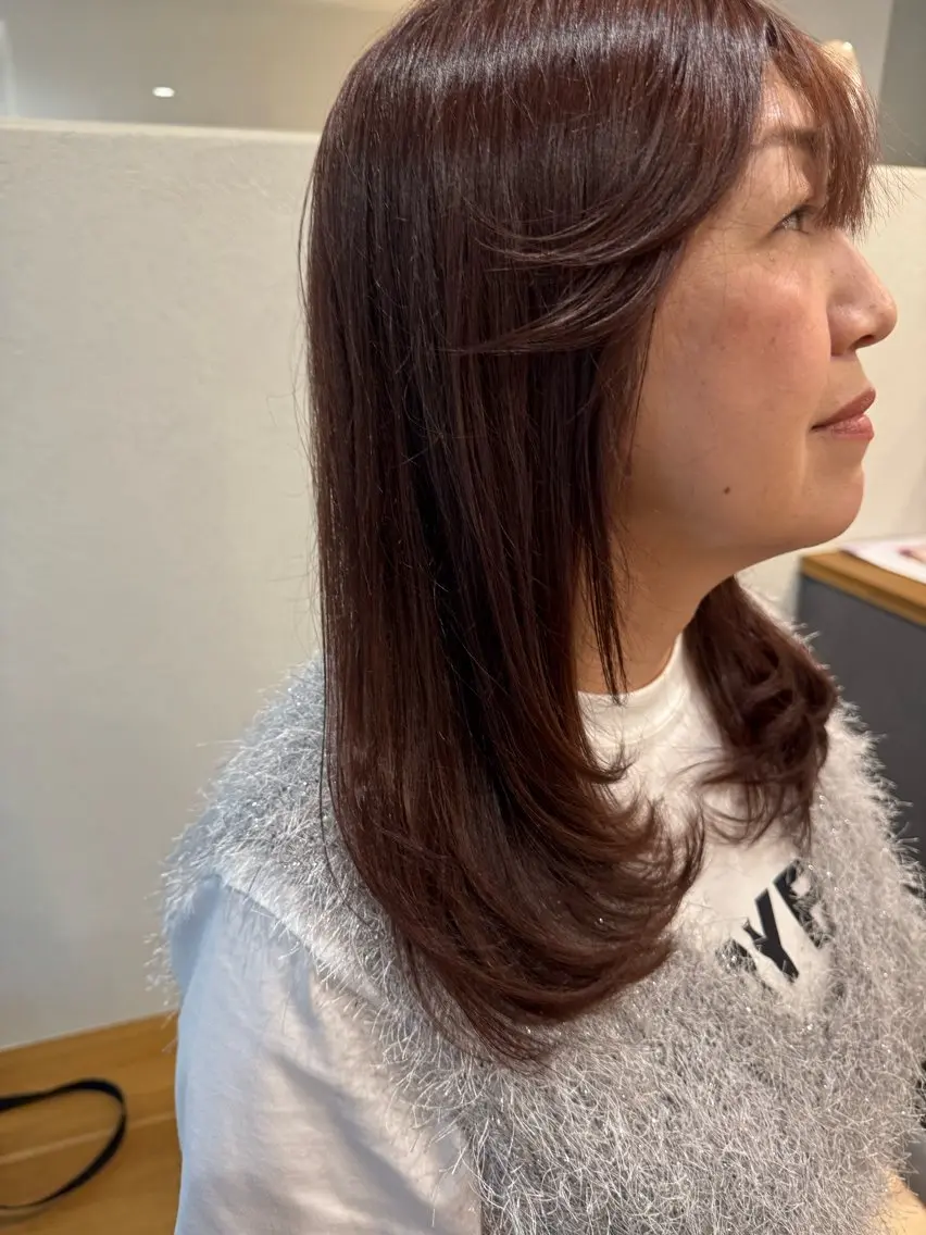 セミロング レイヤーカット カット ヘアカラー トリートメント 大船/似合せカット/ 暖色カラー/持田樹のヘアスタイル