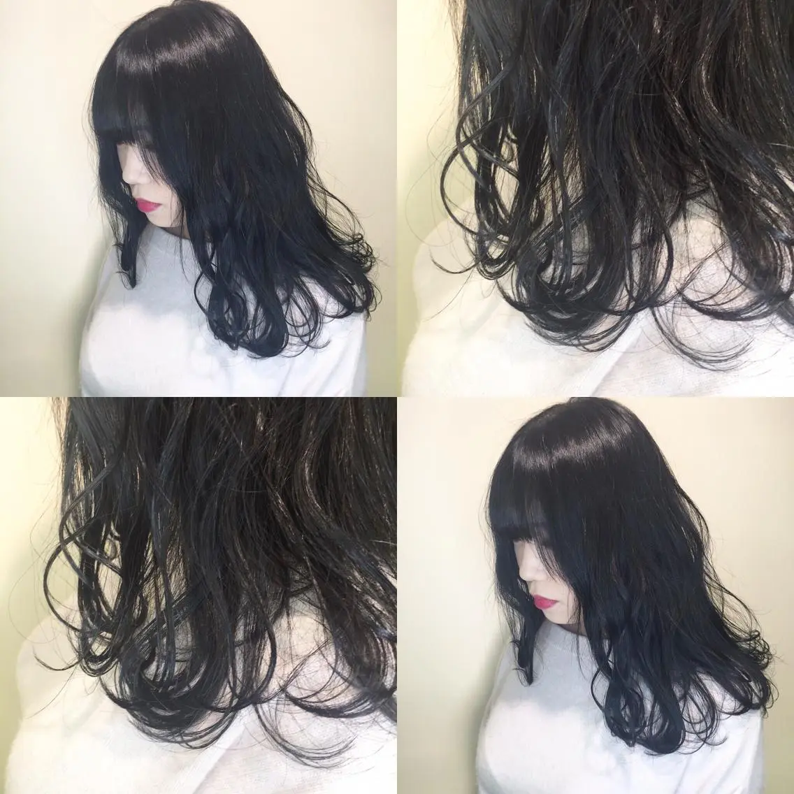 ロング カラー 黒髪 ブルーカラー ブルーブラック カット ヘアカラー トリートメント 🌻Insta指名 NO.1🌻Shoのヘアスタイル