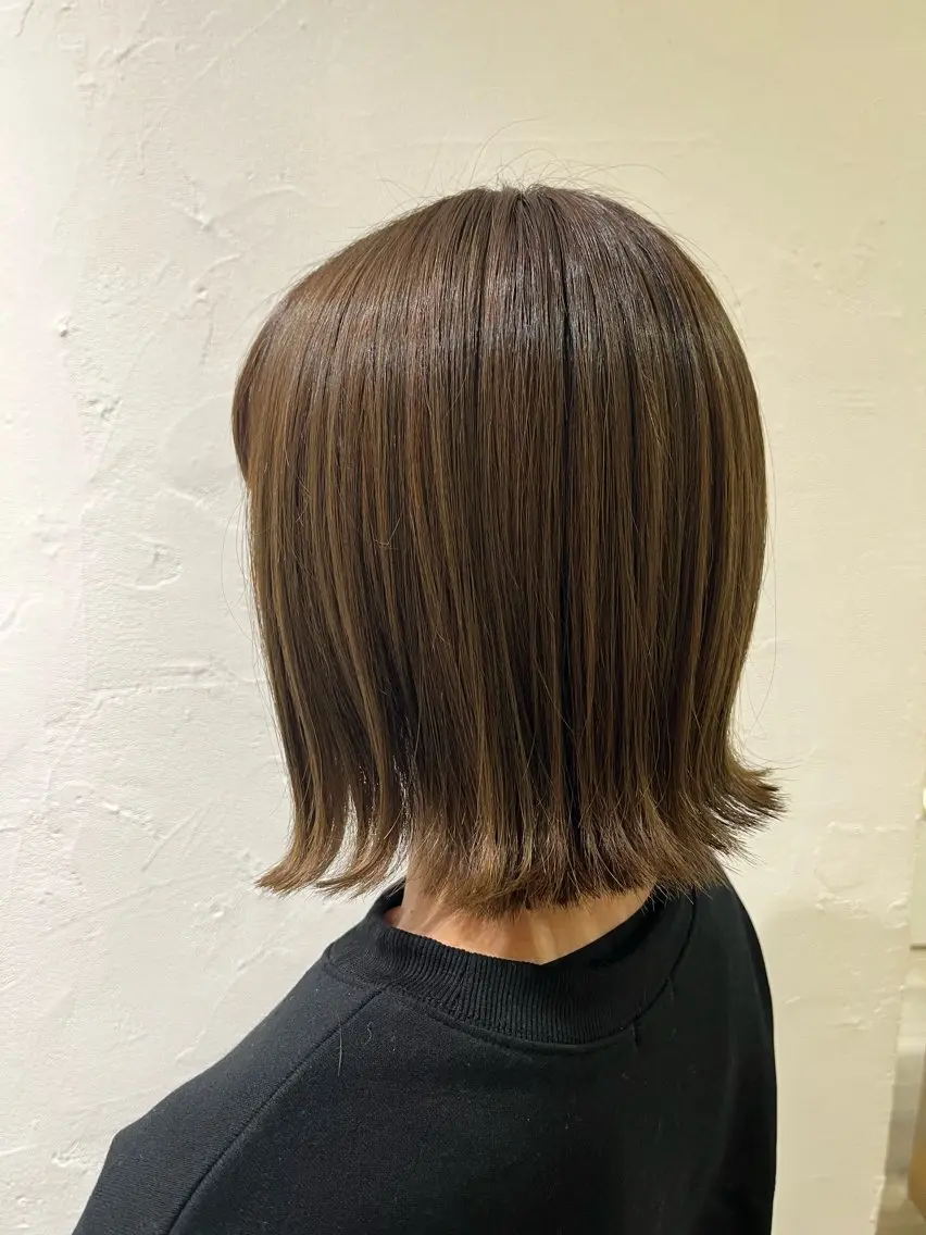 ショート 切りっぱなしボブ ボブ カット ヘアカラー トリートメント 美容室stadium 横田ジュンコのヘアスタイル