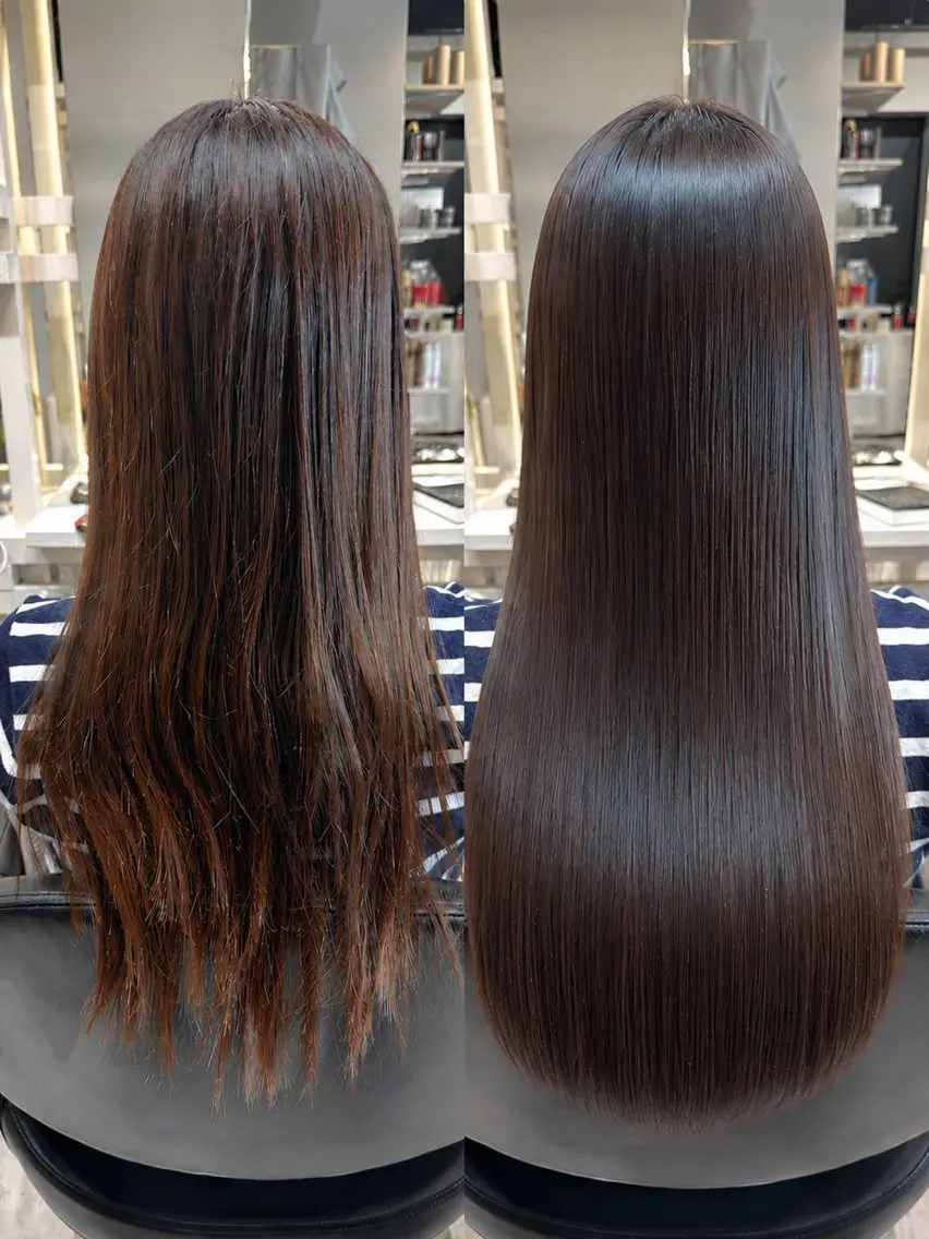 ロング カット 縮毛矯正 トリートメント 恵比寿韓国レイヤー× 艶透明感カラー大場のヘアスタイル