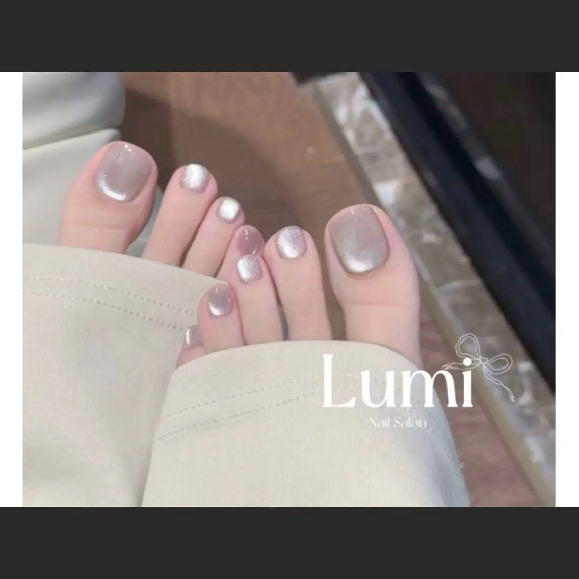 ネイル フレンチネイル ジェルネイル ガラスフレンチ マグネットネイル 持ち込み フットネイル E llenのネイルデザイン