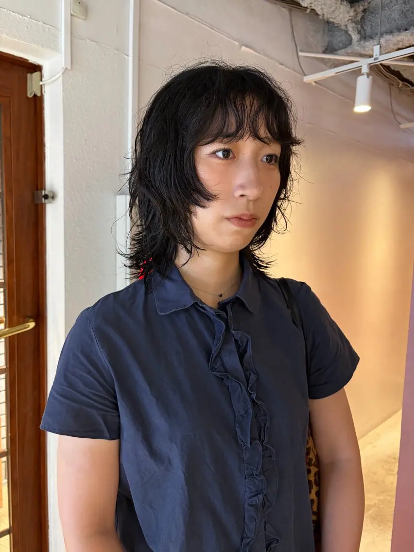 ミディアム パーマ カット パーマ トリートメント レイヤー×初 パーマ|hinakoのヘアスタイル