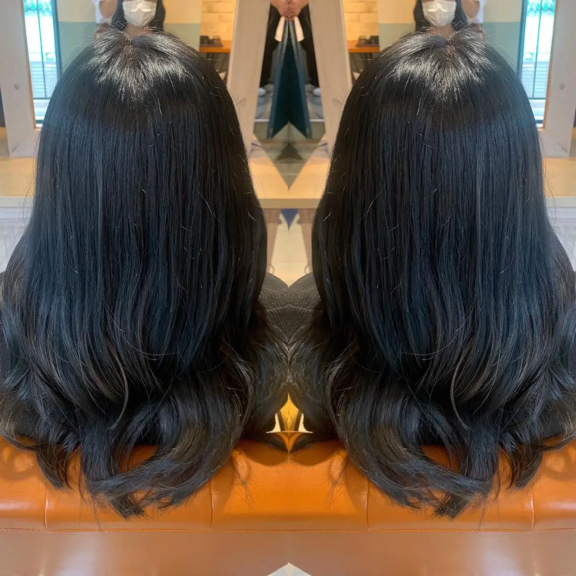 セミロング カラー ブルーカラー 韓国🇰🇷 ✂︎hair 内田愛のヘアスタイル
