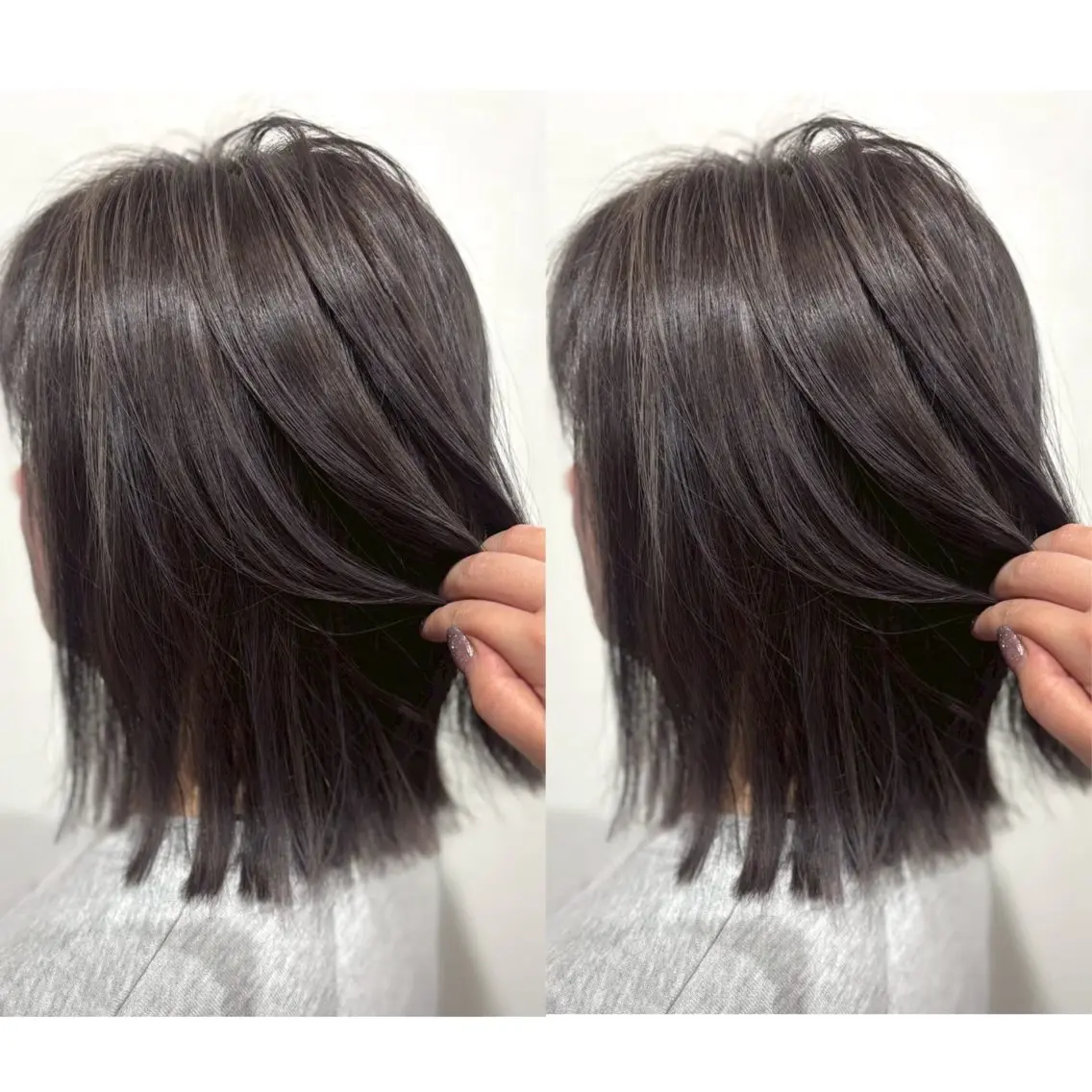 ミディアム カラー 切っぱなし💇‍♀️ イヤリング🎨龍之介のヘアスタイル