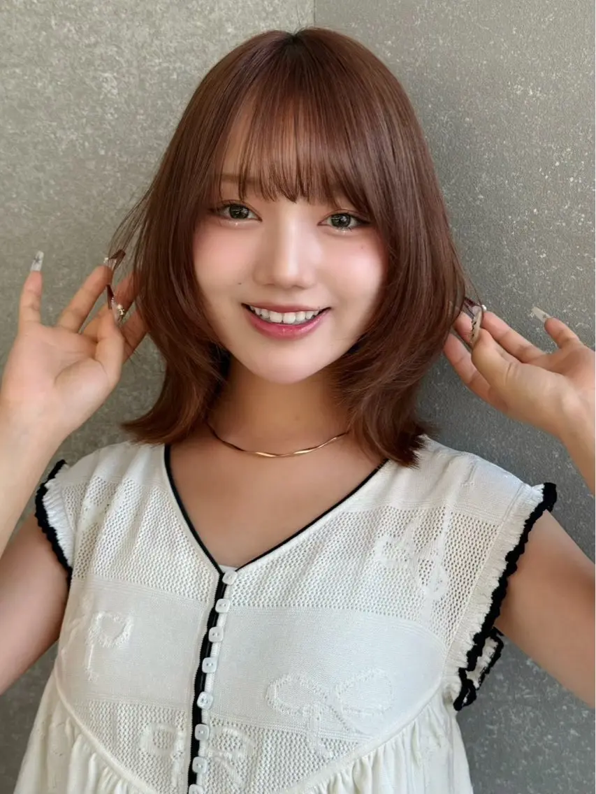 ミディアム カラー 透明感カラー🫧縮毛 矯正／ゆめかのヘアスタイル