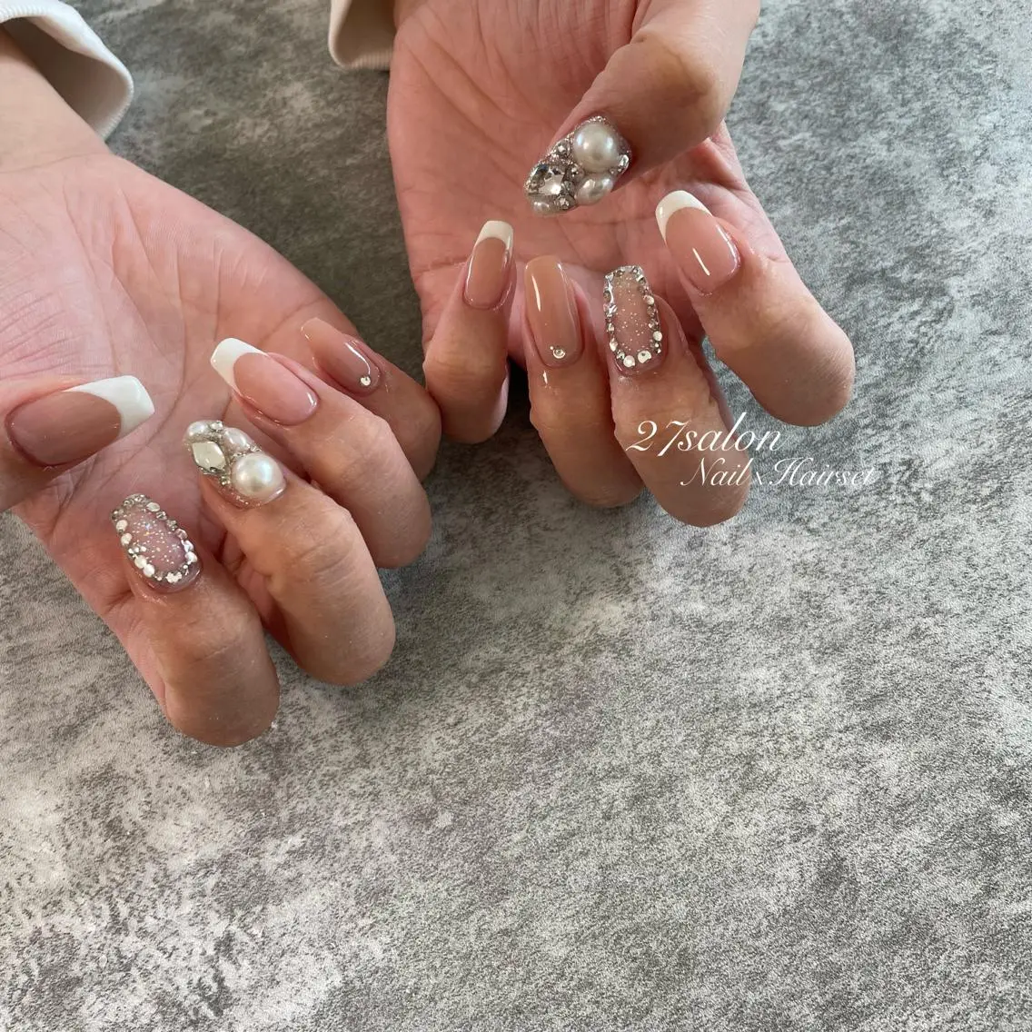 ネイル フレンチネイル 韓国ネイル 27salon yuinaのネイルデザイン