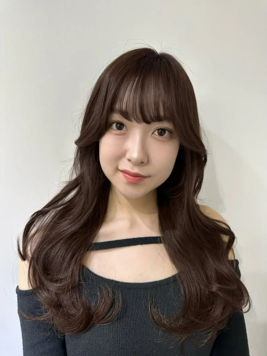 ロング カラー ミディアムレイヤー 添田晃基のヘアスタイル