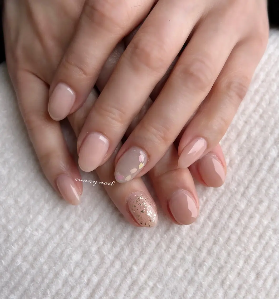 ネイル 桜ネイル ジェルネイル パラジェル ピンク 春ネイル sunny nailのネイルデザイン