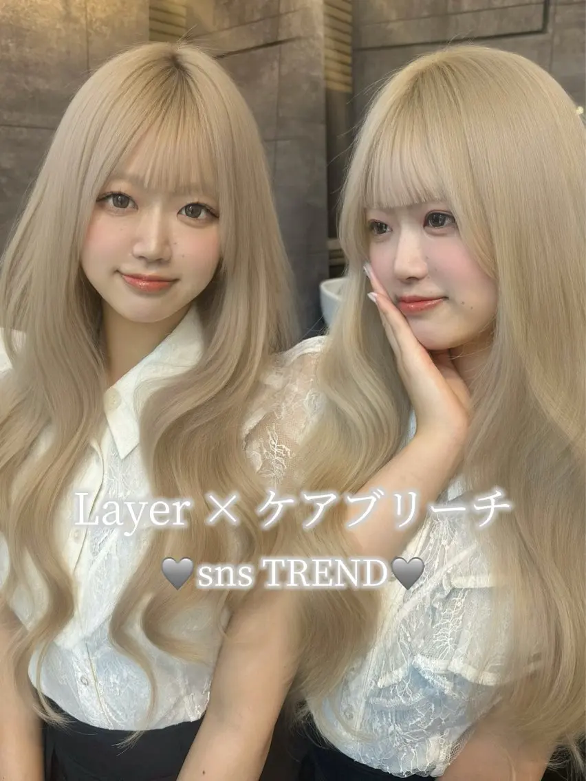 ロング カラー ベージュカラー ブリーチ ケアブリーチ 透明感カラー ハイトーンカラー カット 🩵mai🩵 艶髪/レイヤーカットのヘアスタイル