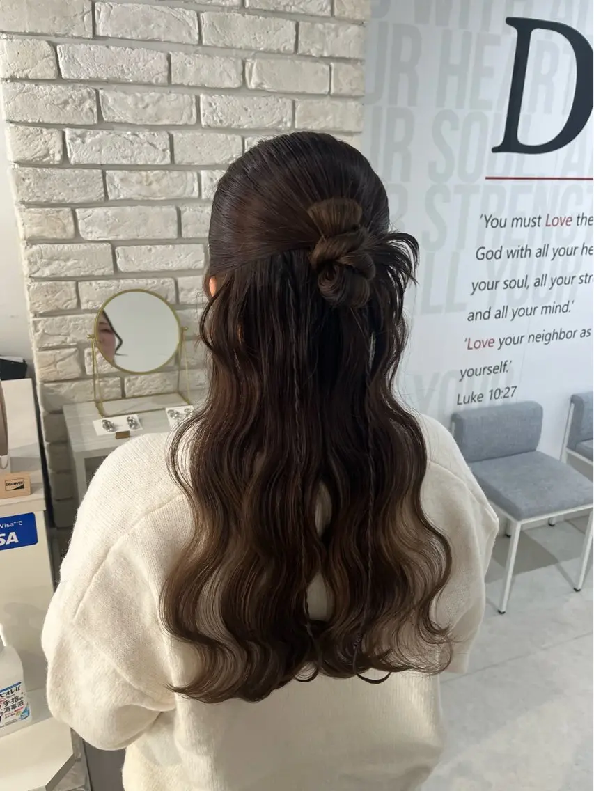 ロング ヘアアレンジ ハーフアップ りん/ 名古屋ヘアセットのヘアスタイル