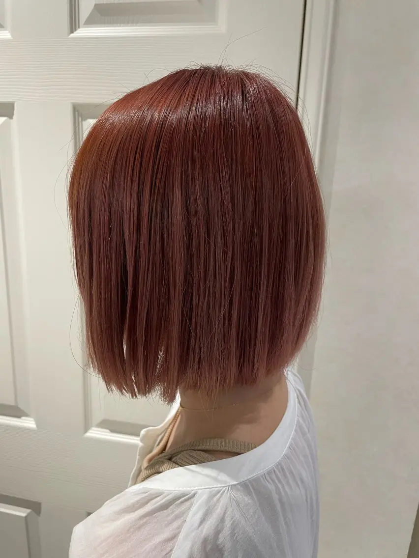 ショート カラー 切りっぱなしボブ ピンクカラー ボブ カット 柳井 準平のヘアスタイル