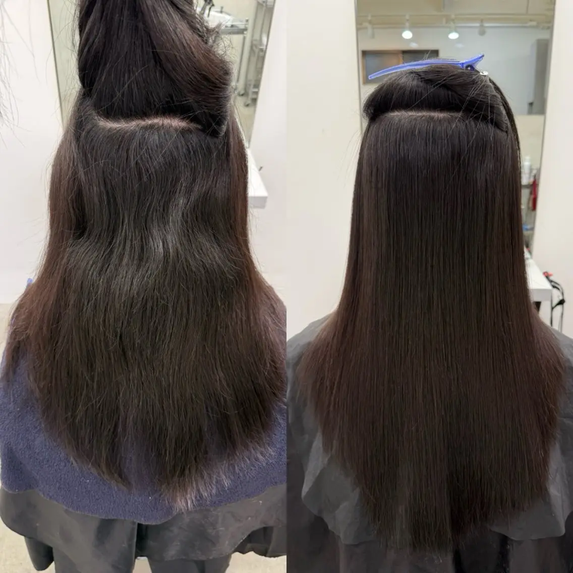 ロング ハイライト 髪質改善 レイヤーカット 縮毛矯正 トリートメント 縮毛矯正 okumura makiのヘアスタイル