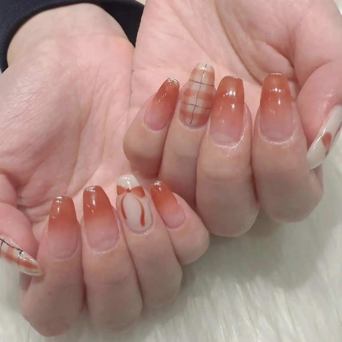 ネイル リボン ハンドネイル Kanai Harukaのネイルデザイン