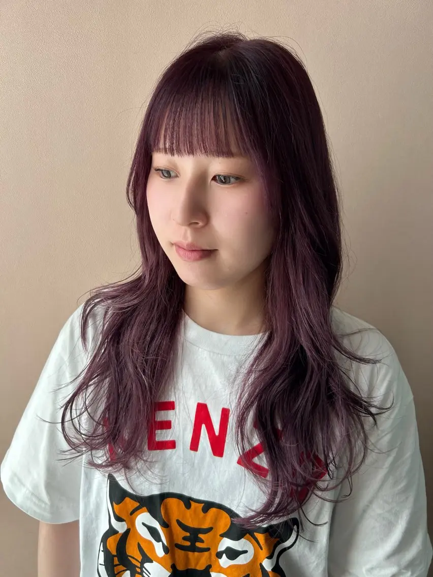 ロング カラー ブリーチ ラベンダーカラー ピンクカラー ピンクラベンダー カット ヘアカラー トリートメント hubhair レイヤー/透明感のヘアスタイル
