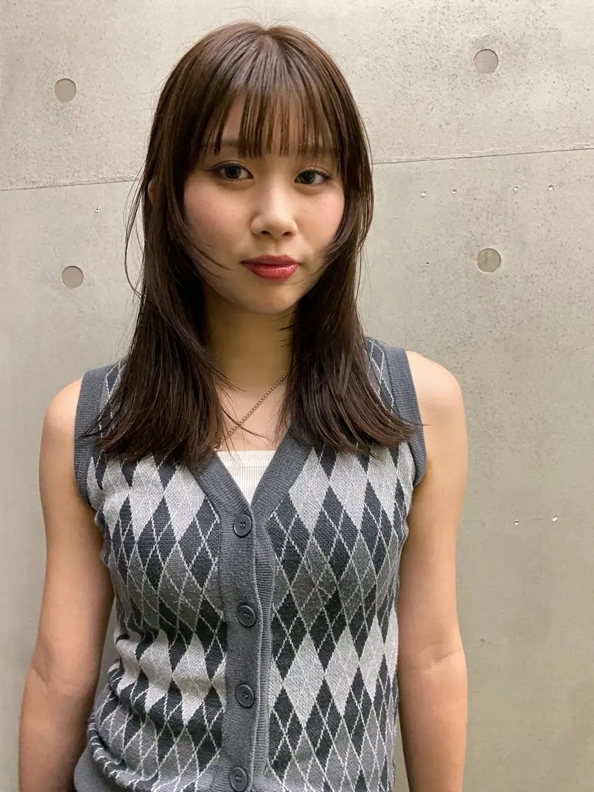 ミディアム カラー カット ヘアカラー トリートメント 砂原 ひよりのヘアスタイル