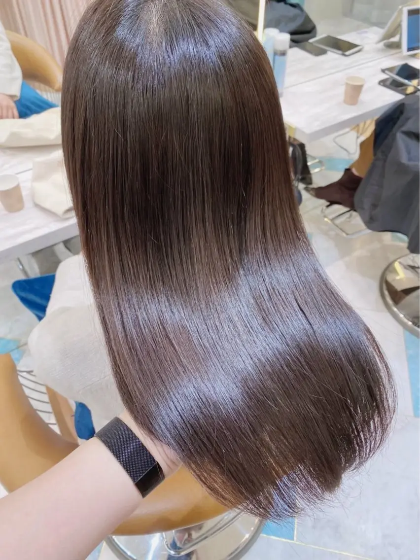 ロング カット 縮毛矯正 トリートメント 縮毛矯正/韓国ヘア /レイヤー🎀ミズキのヘアスタイル