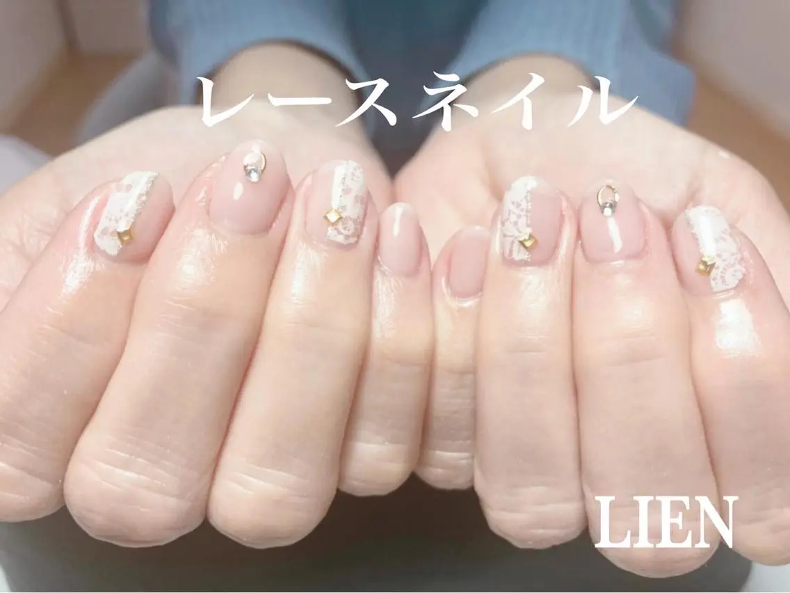 ネイル レース ピンク 巻き爪ケアーサロン LIEN(リアン)のネイルデザイン