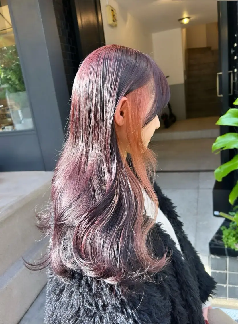 ロング カラー 🌷ラベンダーピンク 顔まわり🌷ねいろのヘアスタイル