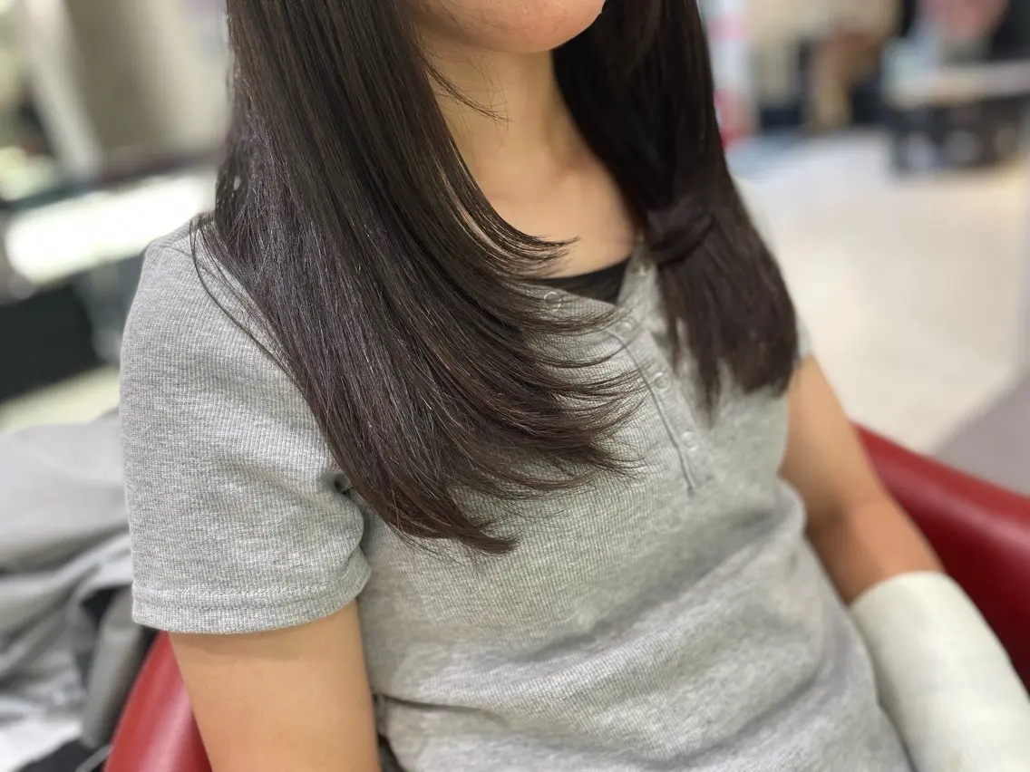 セミロング パーマ レイヤーカット 縮毛矯正 カット 縮毛矯正 桂嵩太｜顔周り レイヤー×艶髪のヘアスタイル