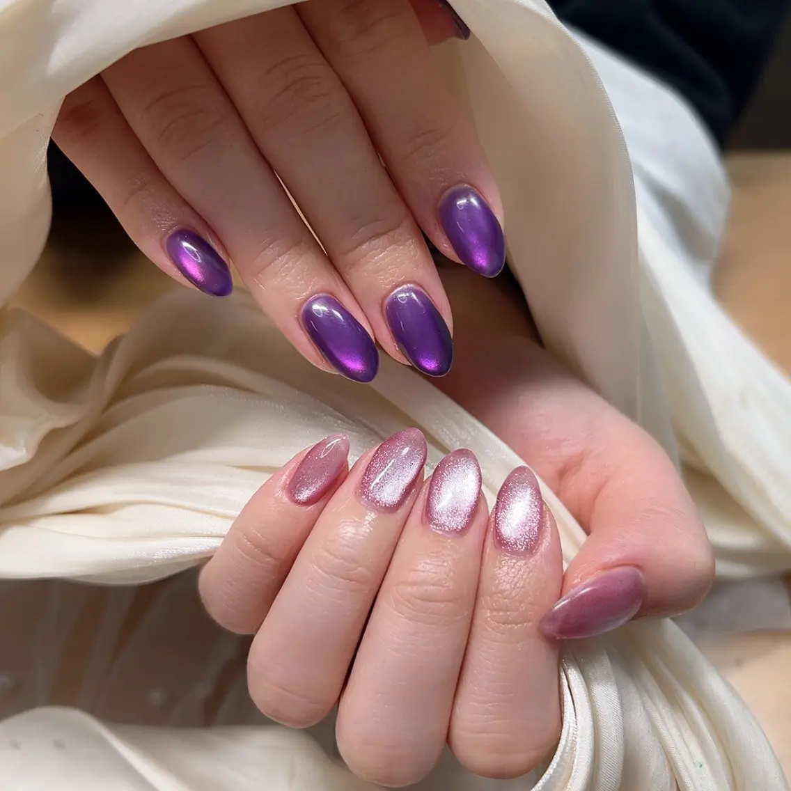 ネイル マグネットネイル マグネットワンカラー ワンカラーネイル バレンタイン ハンドネイル Cute Tips nailのネイルデザイン