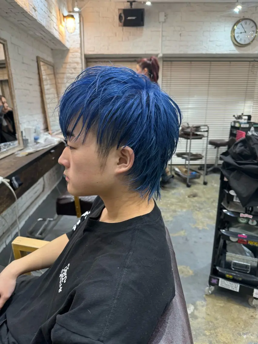ショート カラー メンズ メンズブリーチ センターパート ダウンパーマ フェードカット メンズハイライト カット ヘアカラー トリートメント 💈メンズ特化💈 TASUKUのヘアスタイル