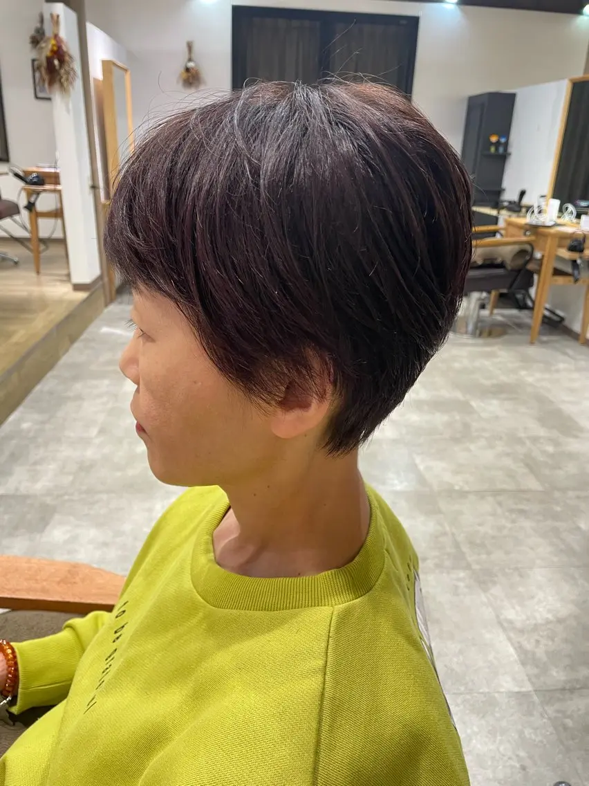 ショート ピンクブラウン ショートヘア カット ヘアカラー トリートメント 木村 真知子のヘアスタイル