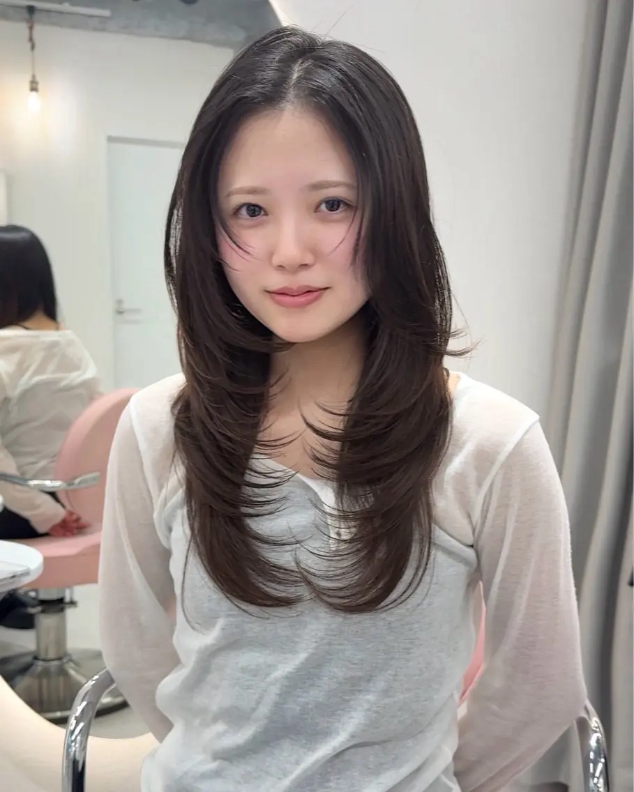 ロング カット 縮毛矯正 トリートメント 髪質改善/縮毛矯正/ ブリーチなしカラーのヘアスタイル