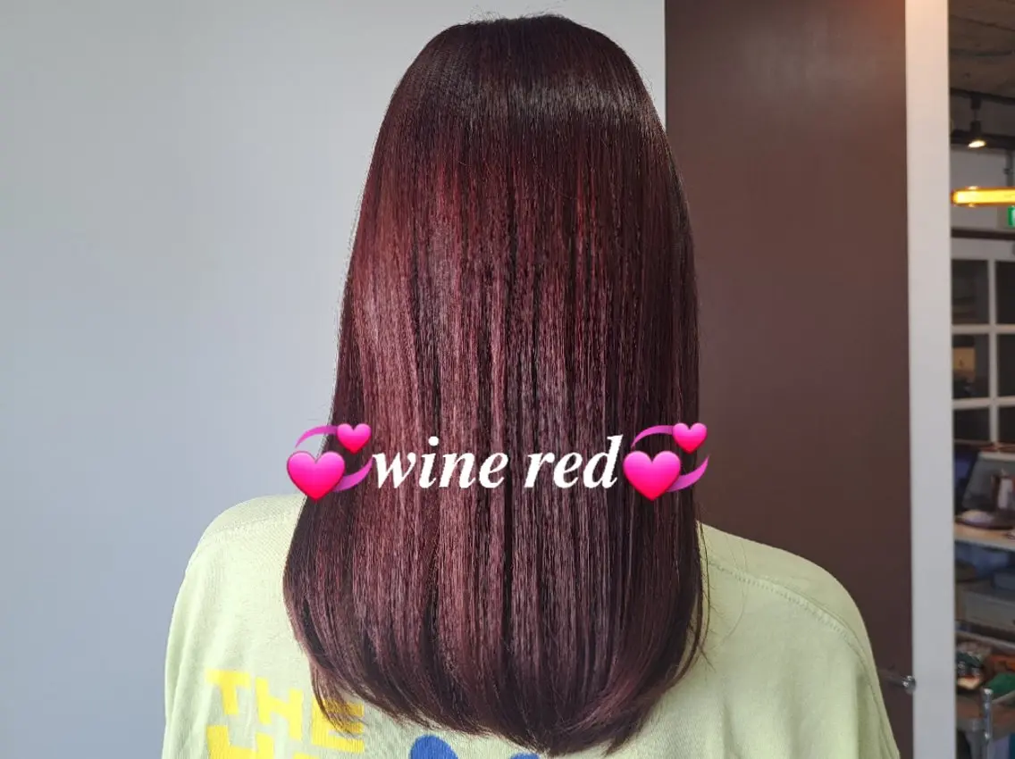 ロング カラー ブリーチ ブリーチなしカラー レッドカラー ヘアカラー 松島 冬浬/茅ヶ崎のヘアスタイル