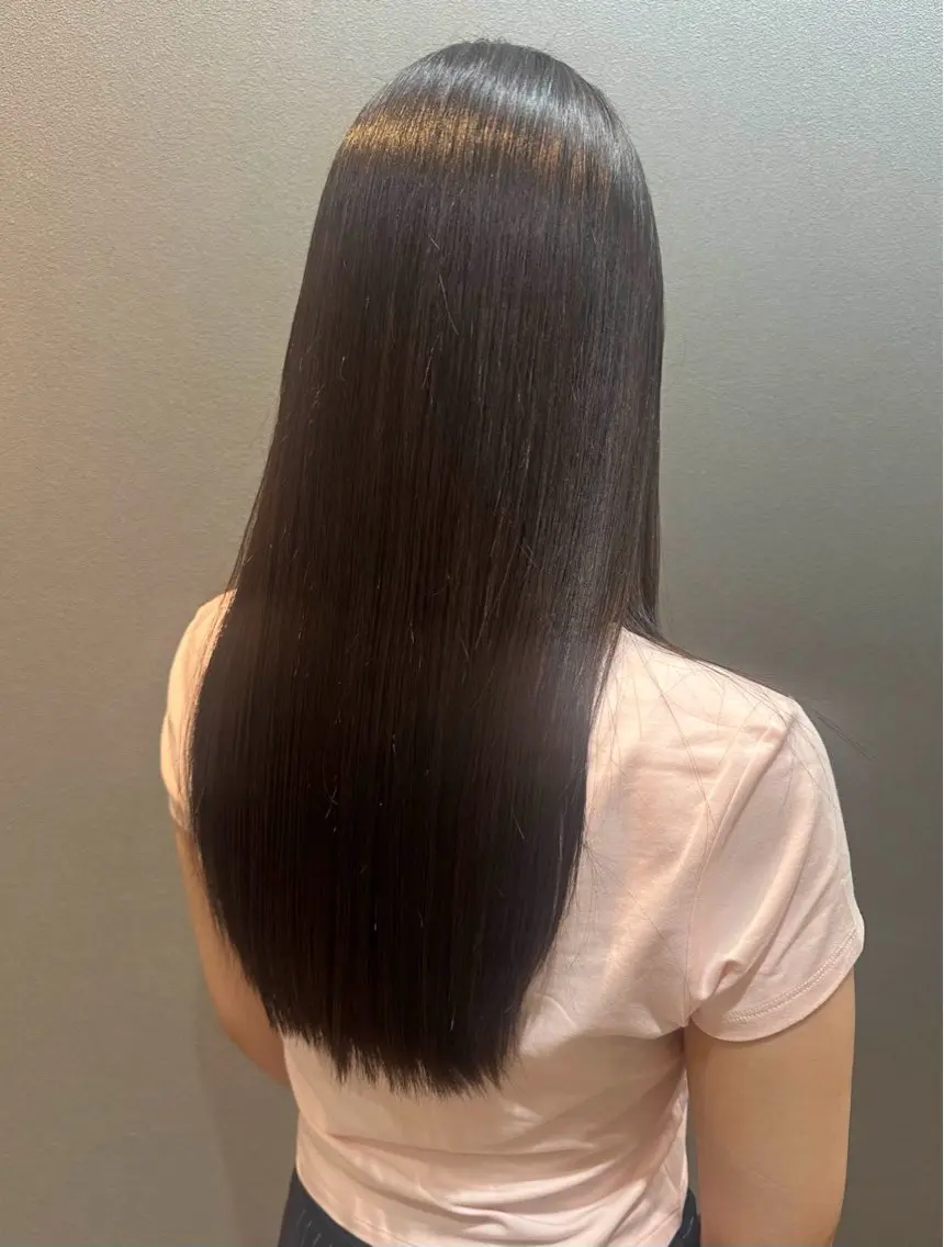 ロング カラー 髪質改善 縮毛矯正 トリートメント 酸熱トリートメント モモ 【髪質改善】のヘアスタイル