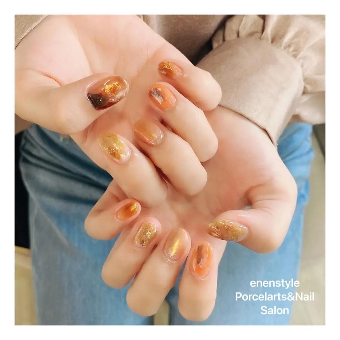 ミディアム ネイル ハンドネイル 🐾enen style 🐾のネイルデザイン