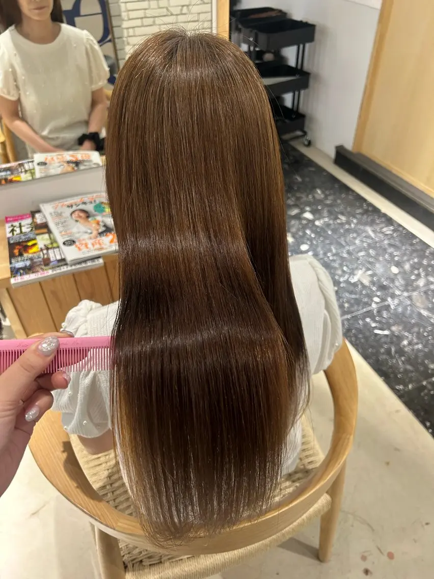 ロング 縮毛矯正 chiharu 𝜗𝜚꙳.*のヘアスタイル