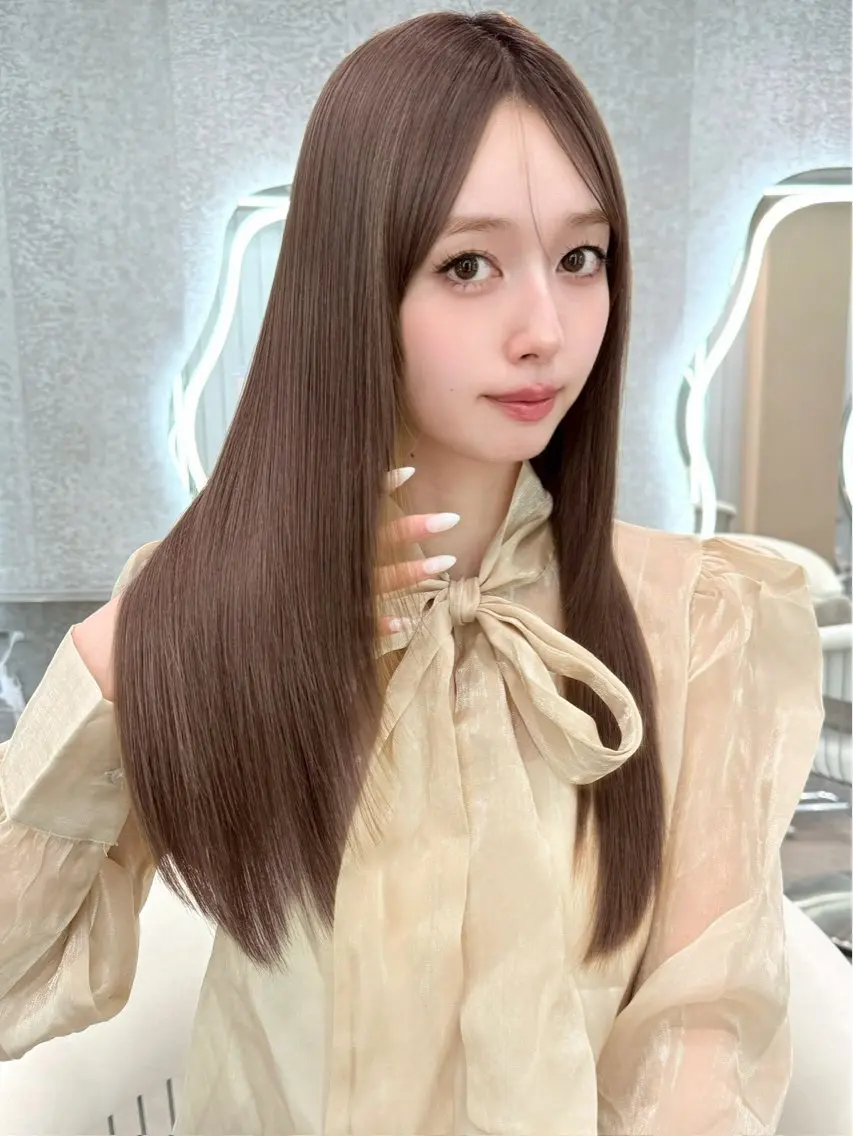 ミディアム 縮毛矯正 トリートメント ブリーチなしW🎀 髪質改善/はのんのヘアスタイル