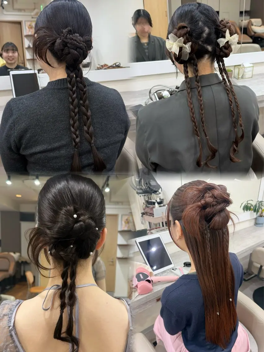 ヘアアレンジ ハーフアップ 三つ編み ヘアセット 韓国風パーマ/ヘア セット/店長みづきのヘアスタイル