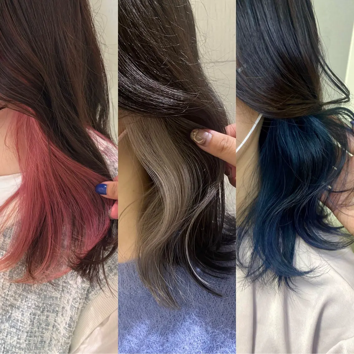 【🦋minimo特別価格🦋】 🩵全体カラー➕インナーカラー🩵イヤリングカラー➕Aujua1stepトリートメントの写真