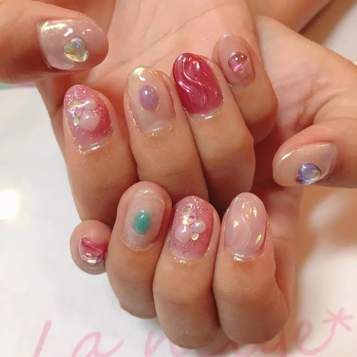 ネイル ハート La neige* yuki 🐩🌙のネイルデザイン