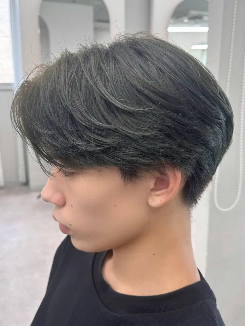 カラー メンズ メンズブリーチ センターパート ダウンパーマ カルマパーマ メンズ韓国風 ヘアカラー トリートメント Ayuki /福岡/メンズカットのヘアスタイル