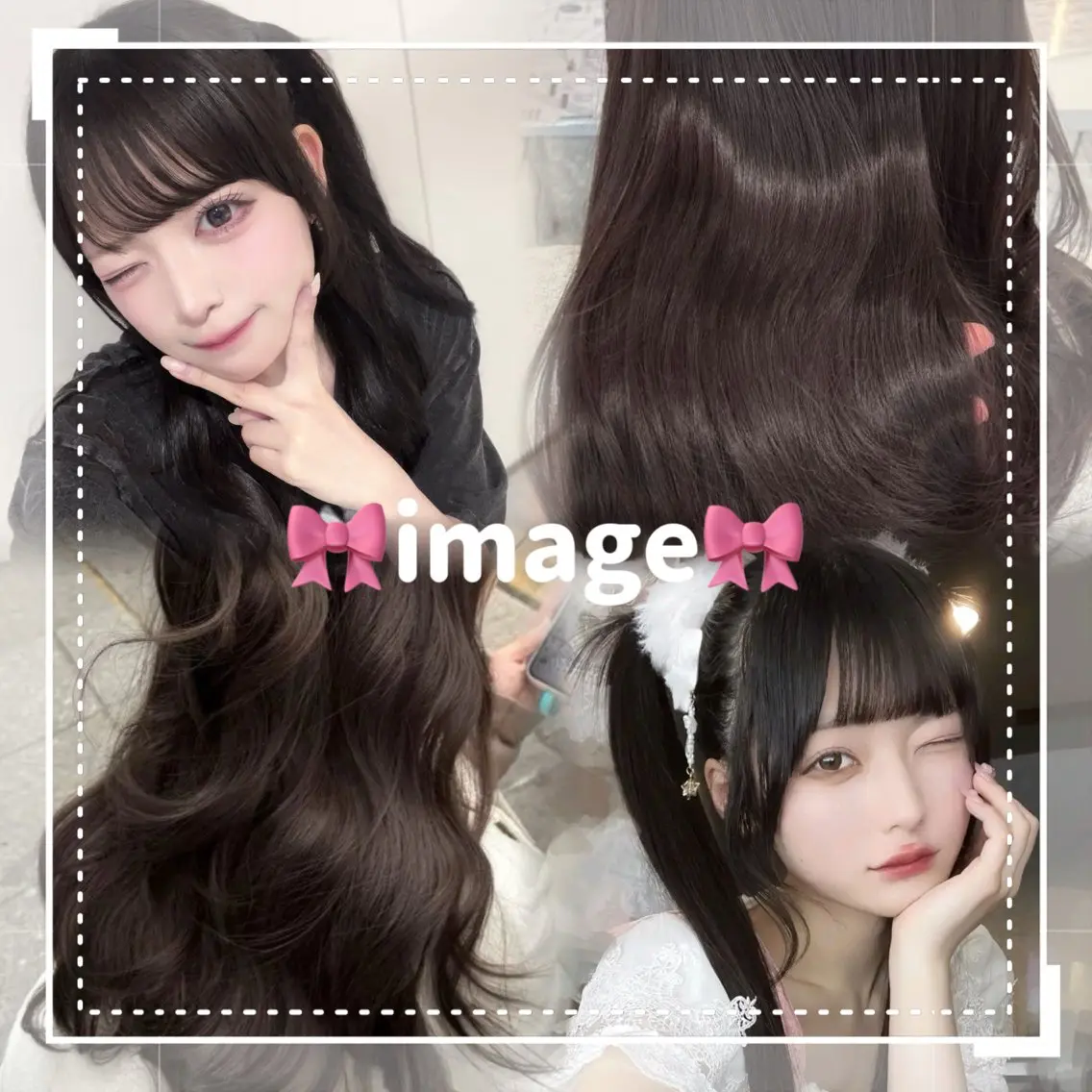 ロング カラー カット non. ダブルカラー🎀🤍のヘアスタイル
