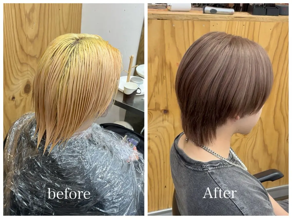 ショート カラー メンズ ベージュカラー ミルクティーベージュ 新宿 似合わせカラー HINAのヘアスタイル