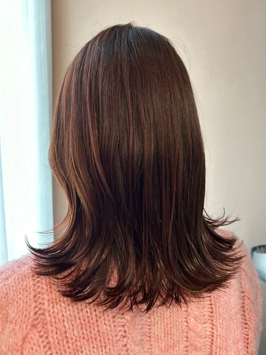 セミロング カラー ブラウンカラー レッドカラー レッドブラウン hubhair レイヤー/透明感のヘアスタイル
