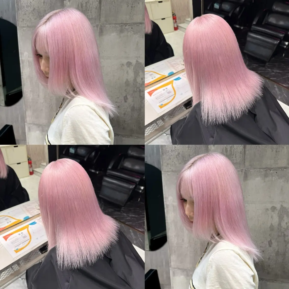 セミロング カラー ベージュカラー ブリーチ ブロンド ミルクティーベージュ ピンクカラー ヘアカラー 【🥀履歴修正🥀】 ハイトーン職人/拓真のヘアスタイル