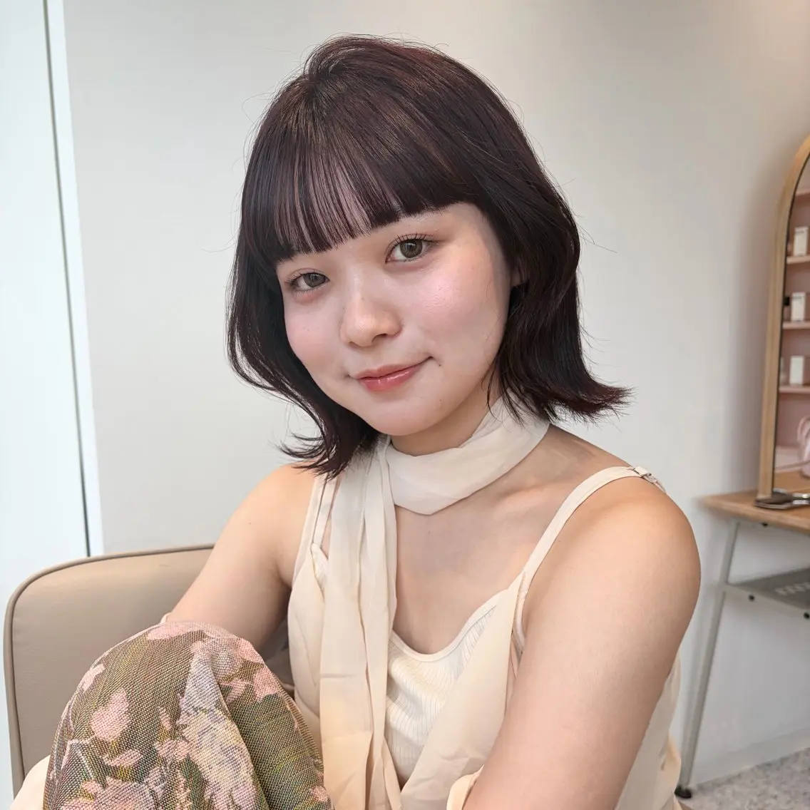 ミディアム カラー レッドカラー ボブ カット ヘアカラー 🐰🎀艶髪特化 yuzuka🎀🐰のヘアスタイル