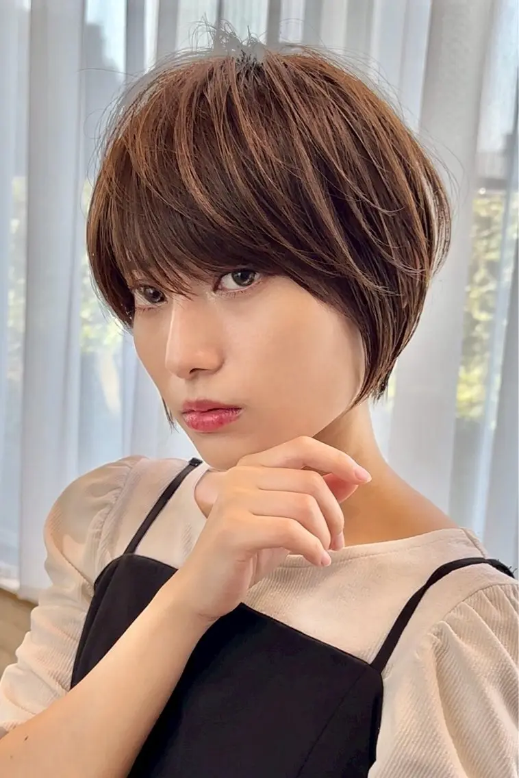 ショート 結べるレイヤーカット /カラー/あさかのヘアスタイル