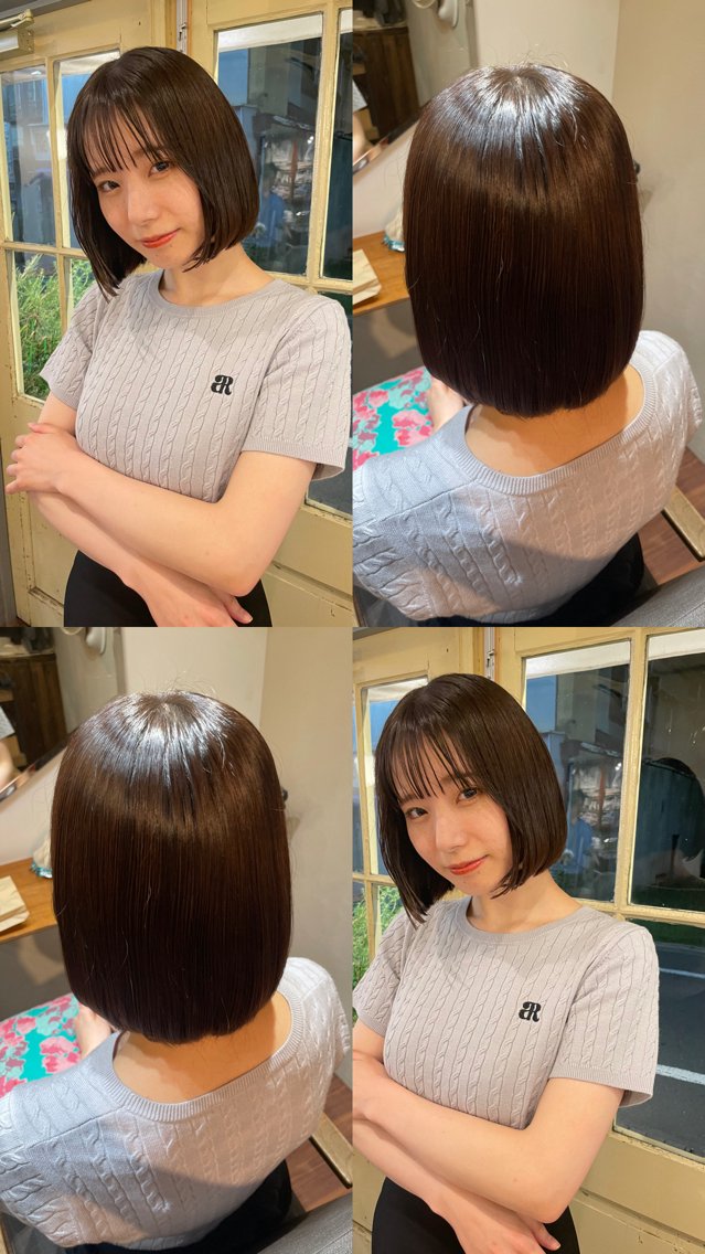 ミディアム カラー カット ヘアカラー トリートメント KURIAハイトーン /ピンクカラー/ボブのヘアスタイル