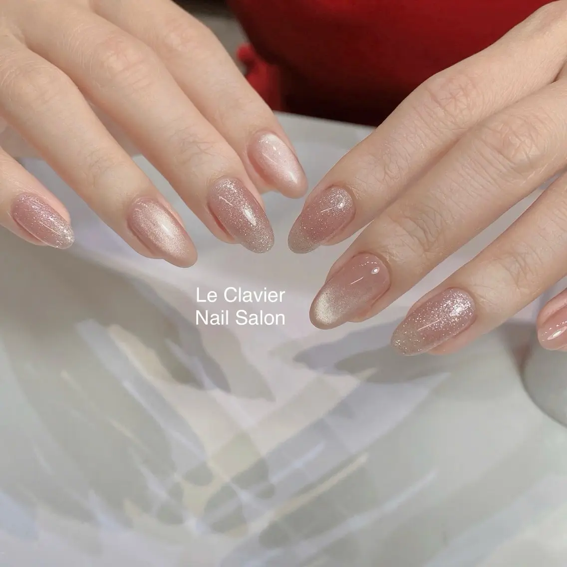 ネイル アートネイル オーロラネイル チークネイル 長さ出し フットネイル ハンドケア Hazuki nailのネイルデザイン
