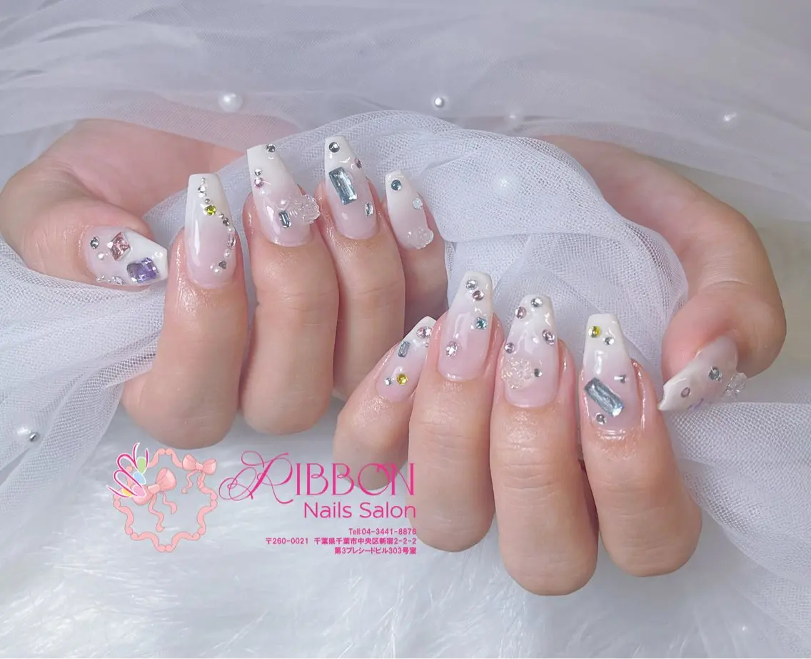 ネイル フットネイル フレンチネイル ジェルネイル マグネットネイル 持ち込み ハンドネイル ribbonnail salonのネイルデザイン