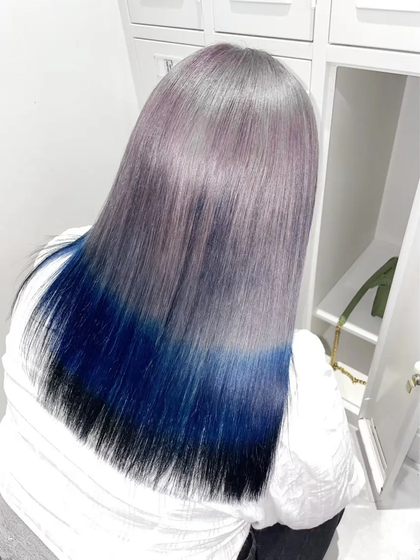 セミロング カラー シールエクステ ブリーチ ケアブリーチ デザインカラー ダブルカラー 🦋韓国hair🦋 エクステ店長sakiのヘアスタイル