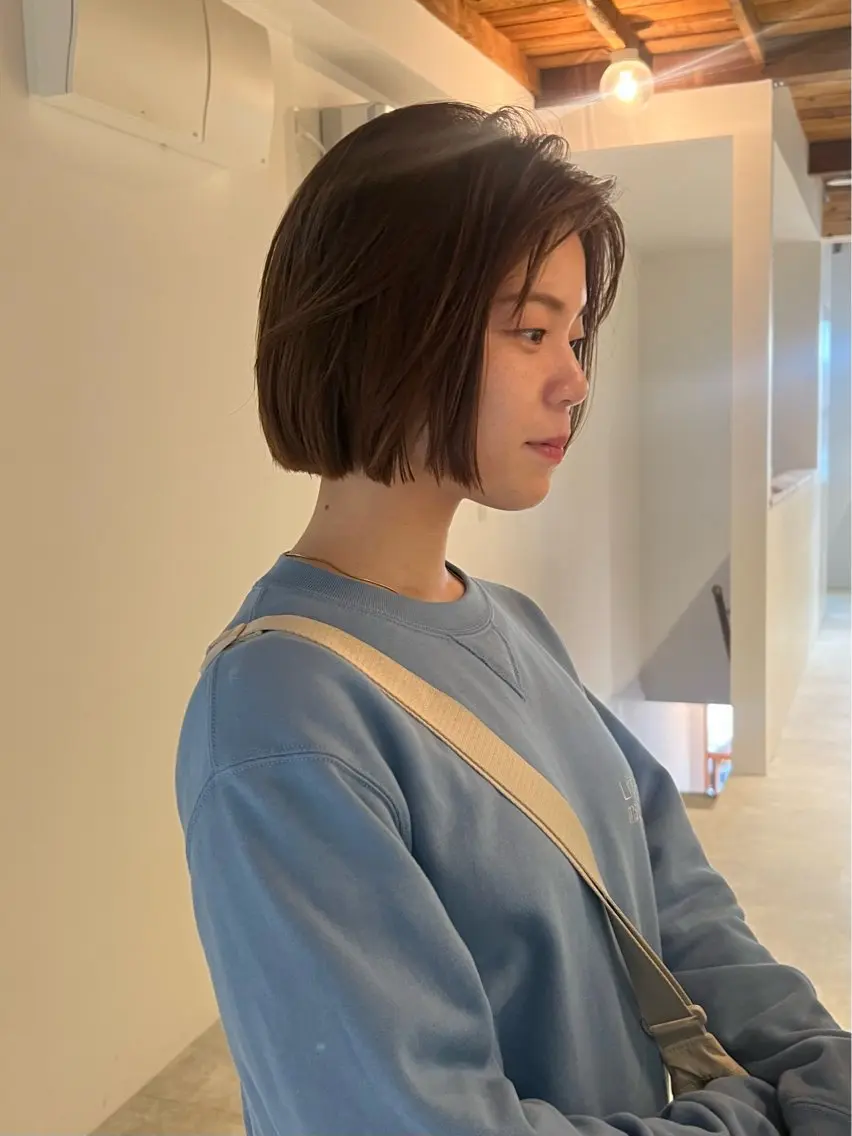 ショート カラー ベージュカラー オレンジ ピンクカラー io濱川 遥のヘアスタイル