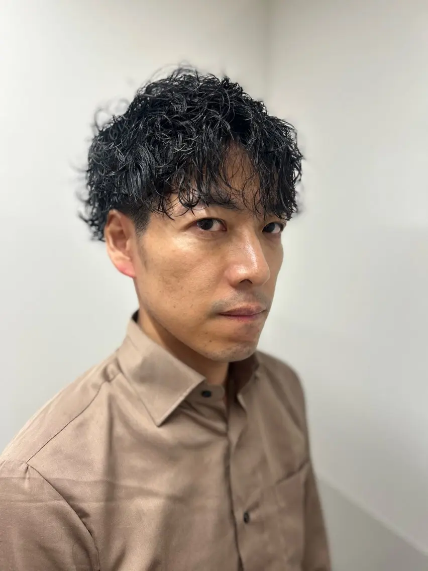 ショート パーマ メンズ 骨格補正カット✂︎ 🌟菅野陽介🌟のヘアスタイル