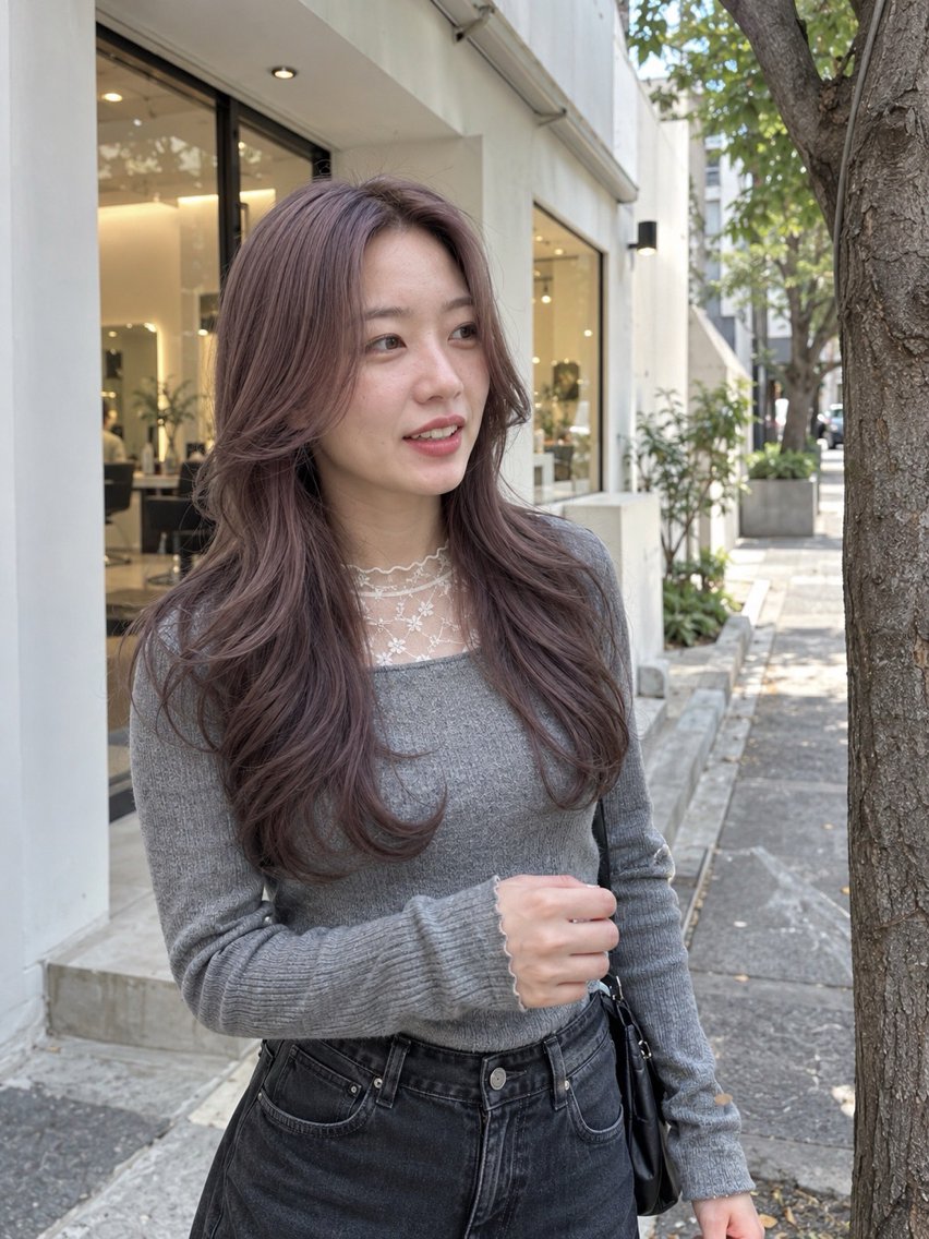 ロング カラー ブリーチ 透明感カラー ダブルカラー グレージュ ラベンダーカラー ヘアカラー カラーモデル募集中/ 透明感カラー/るいのヘアスタイル